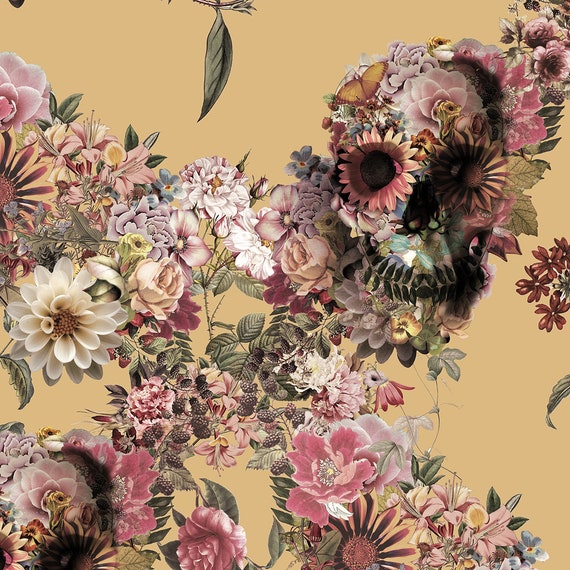 floral skull wallpaper