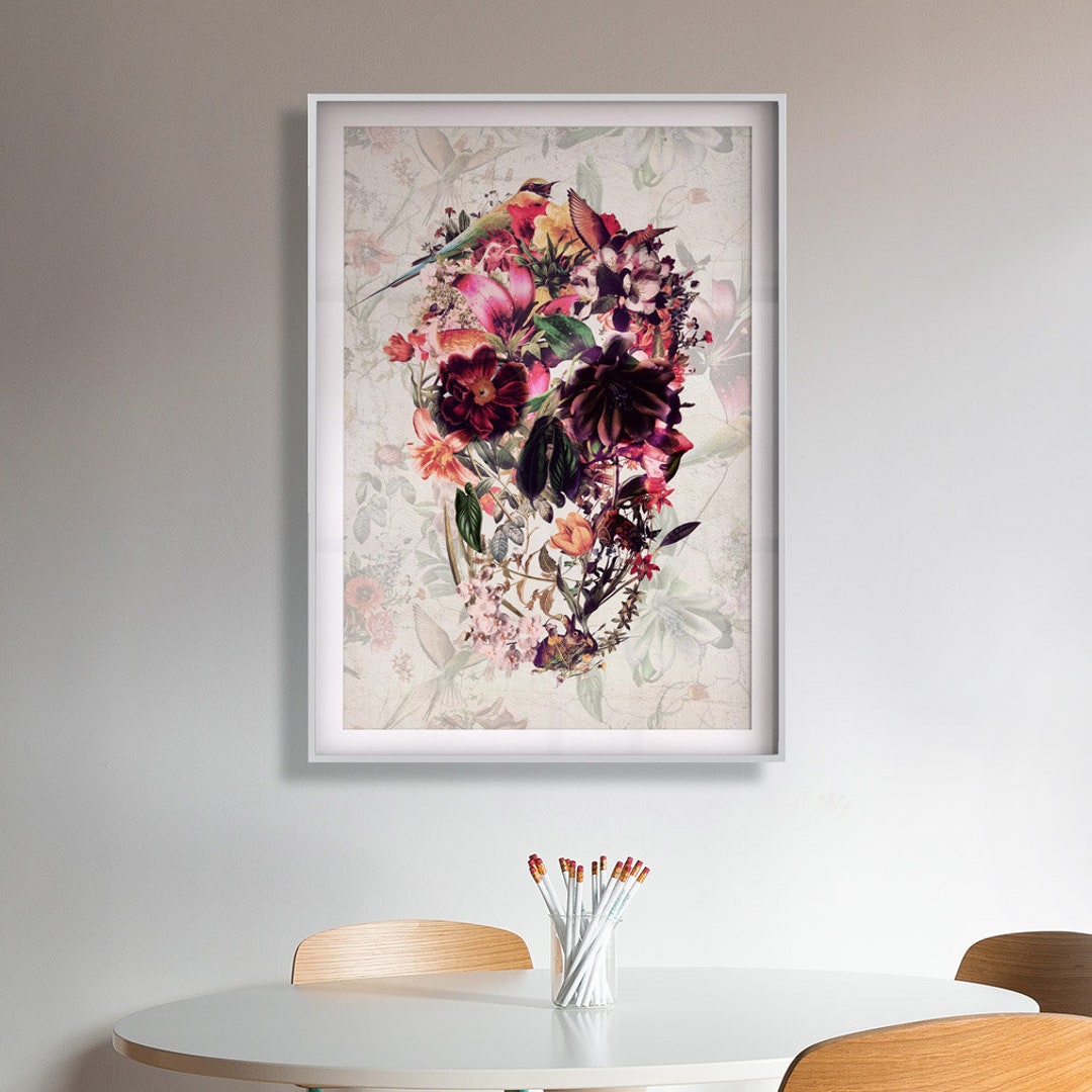 Floral Skull Art Print, Sugar Skull Instant Download Printable Home ...