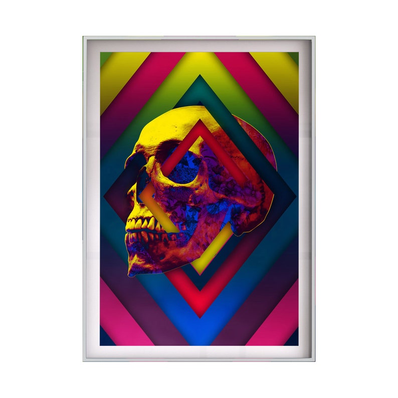 Set Of 3 Skull Print, Skull Set Home Decor, Abstract Skull Decor, Sugar Skull Poster Set, Gothic Skull Wall Art Gift, Skull Art By Ali Gulec image 4