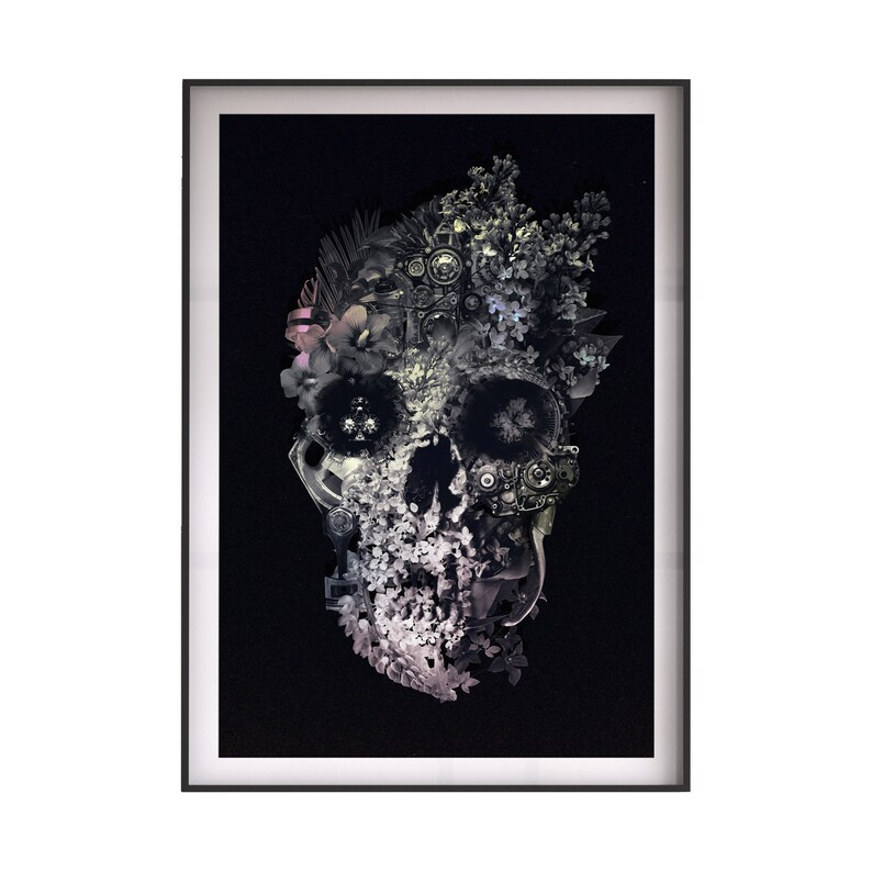 Set of 3 Floral Skull Art Print Matching Skull Set Home Etsy