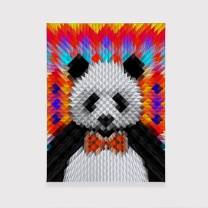 Panda Canvas Print, Geometric Animal Print Wall Art, Cute Panda Art Print Home Decor, Funny Panda Art Canvas Print, Cute Animal Wall Decor