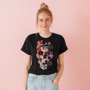 Floral Skull T-Shirt: Garment-Dyed Unisex Tee