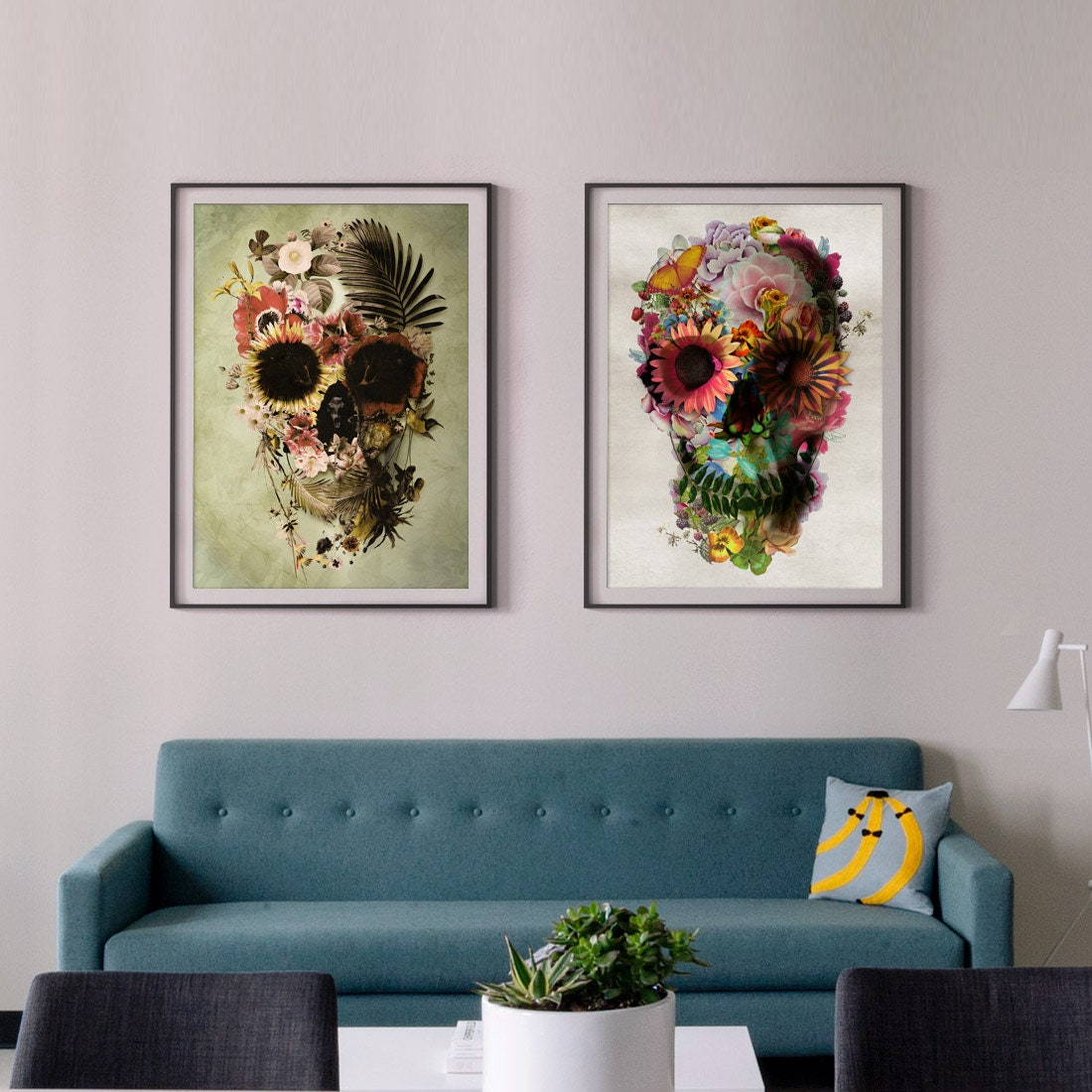 Floral Skull Art Print Sugar Skull Instant Download Printable | Etsy