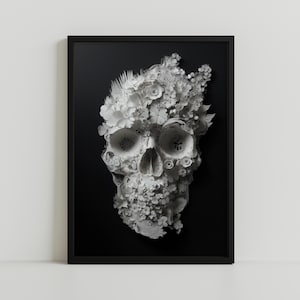 Arte moderna del teschio di carta - Stampa minimalista con forte contrasto