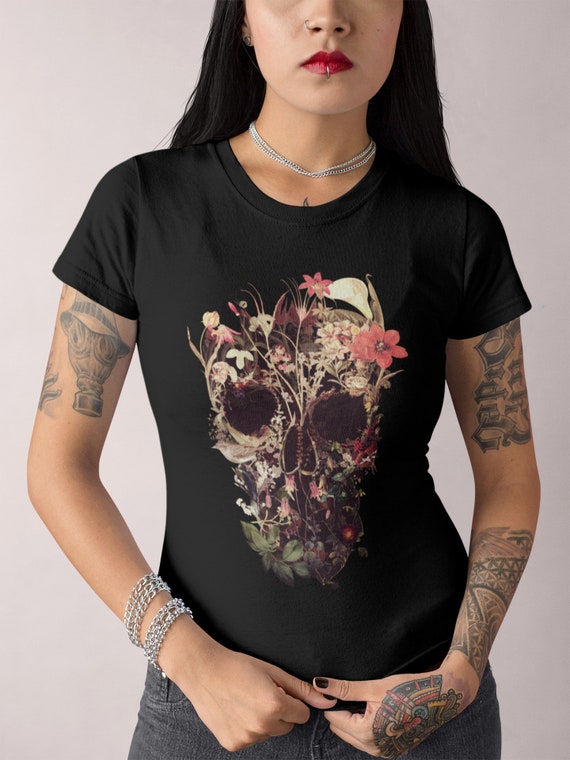 Bloom Skull Womens T-shirt Sugar Skull Art Tshirt Gift for - Etsy