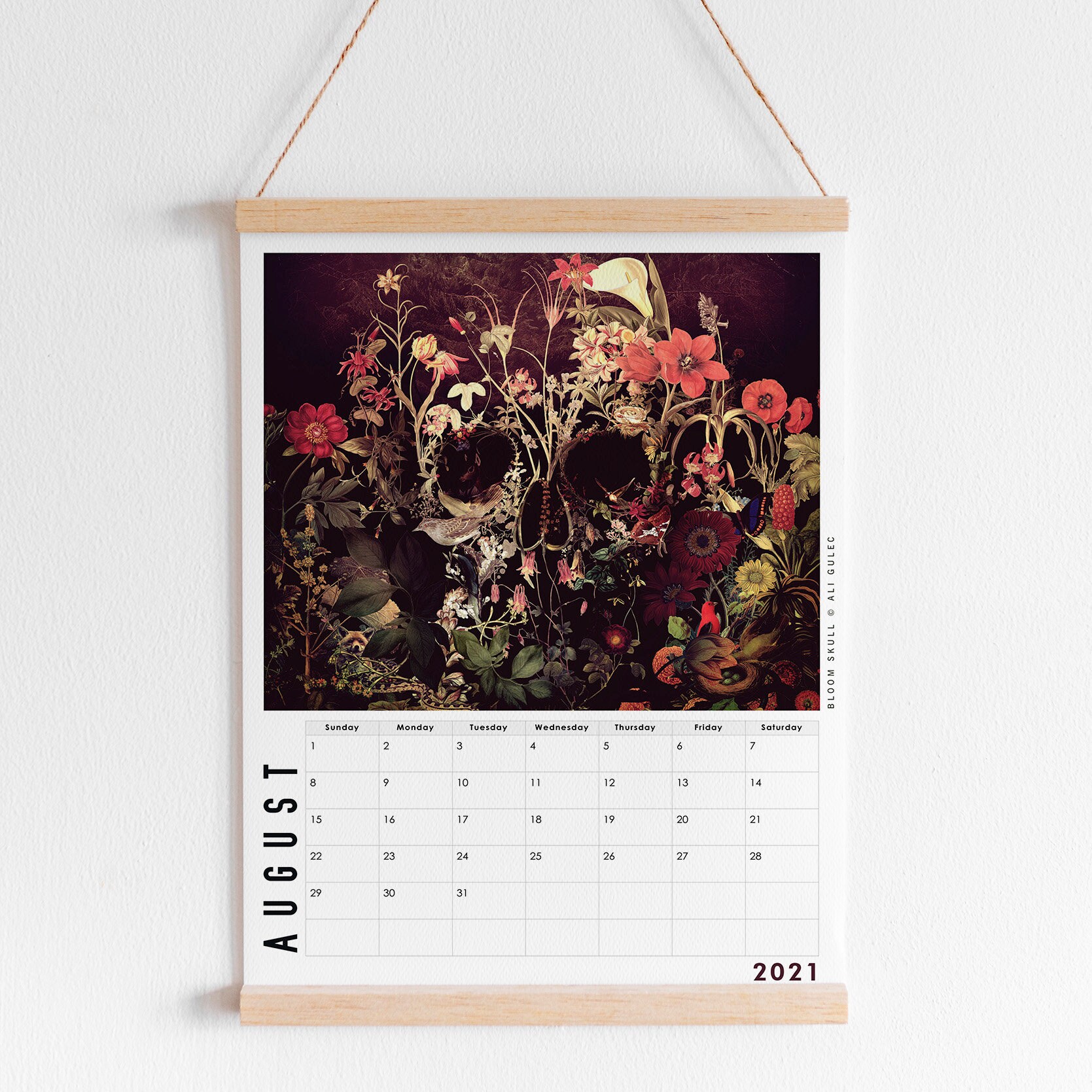 2021 Monthly Skull Calendar Instant Download Sugar Skull Art | Etsy