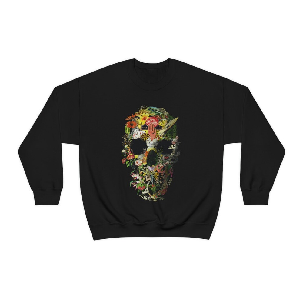 Sweatshirt With Sugar Skull Print, Boho Skull Unisex Crewneck Sweatshirt, Gothic Skull Womens Heavy Blend Sweatshirt, Gildan Sweatshirt Gift Donuink Store