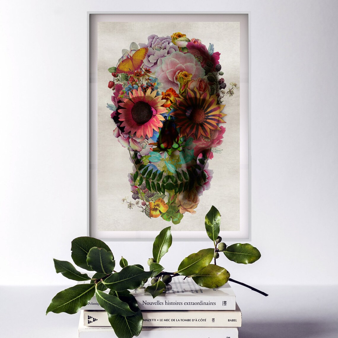 Floral Skull Art Print Sugar Skull Instant Download Printable | Etsy