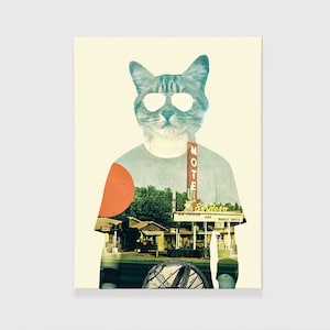 Cool Cat Canvas Print, Colorful Animal Wall Art, Funny Cat Art Print, Canvas Gift Home Decor, Cat Illustration Animal Art By Ali Gulec