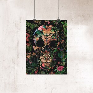 Boho Skull Art Print, Sugar Skull Instant Download Printable Home Decor ...