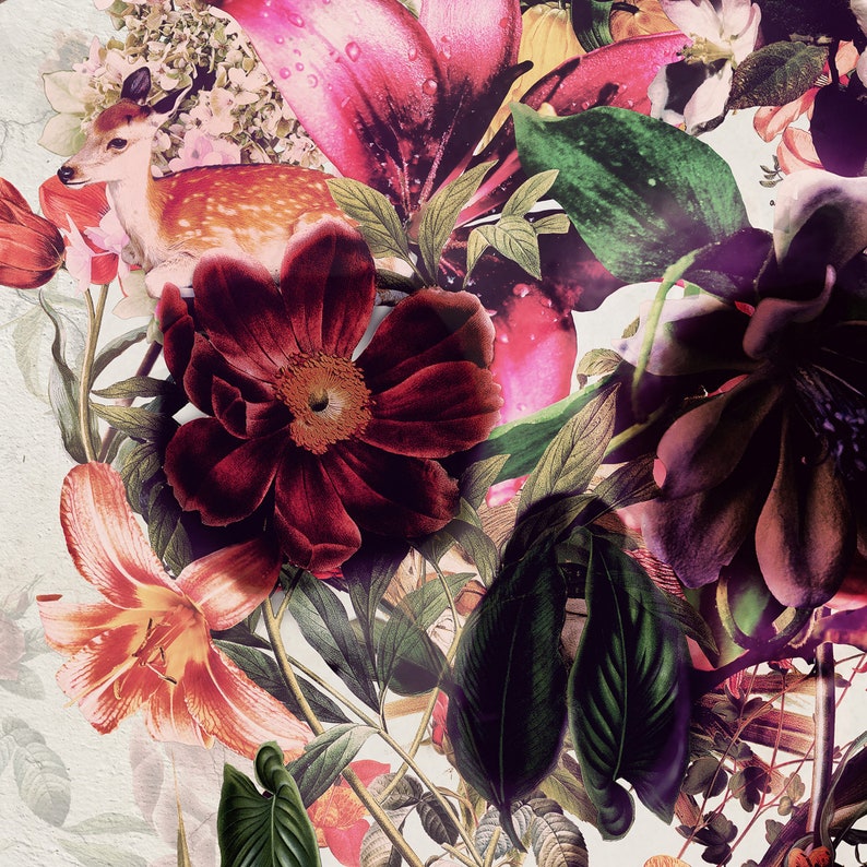 Skull Art Poster Floral Skull Wall Art Flower Skull Art Etsy