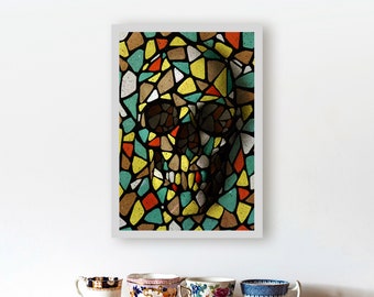 Mosaic Skull Art Print: Abstract Gothic Home Decor by Ali Gulec