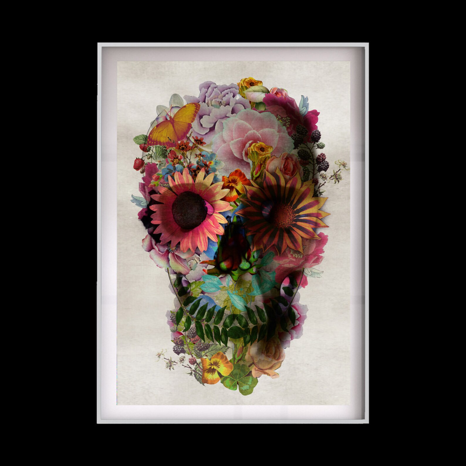 Floral Skull Art Print Sugar Skull Instant Download Printable - Etsy