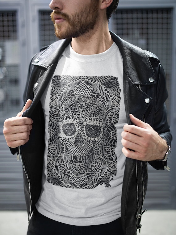 Lace Skull Black and White Illustration 