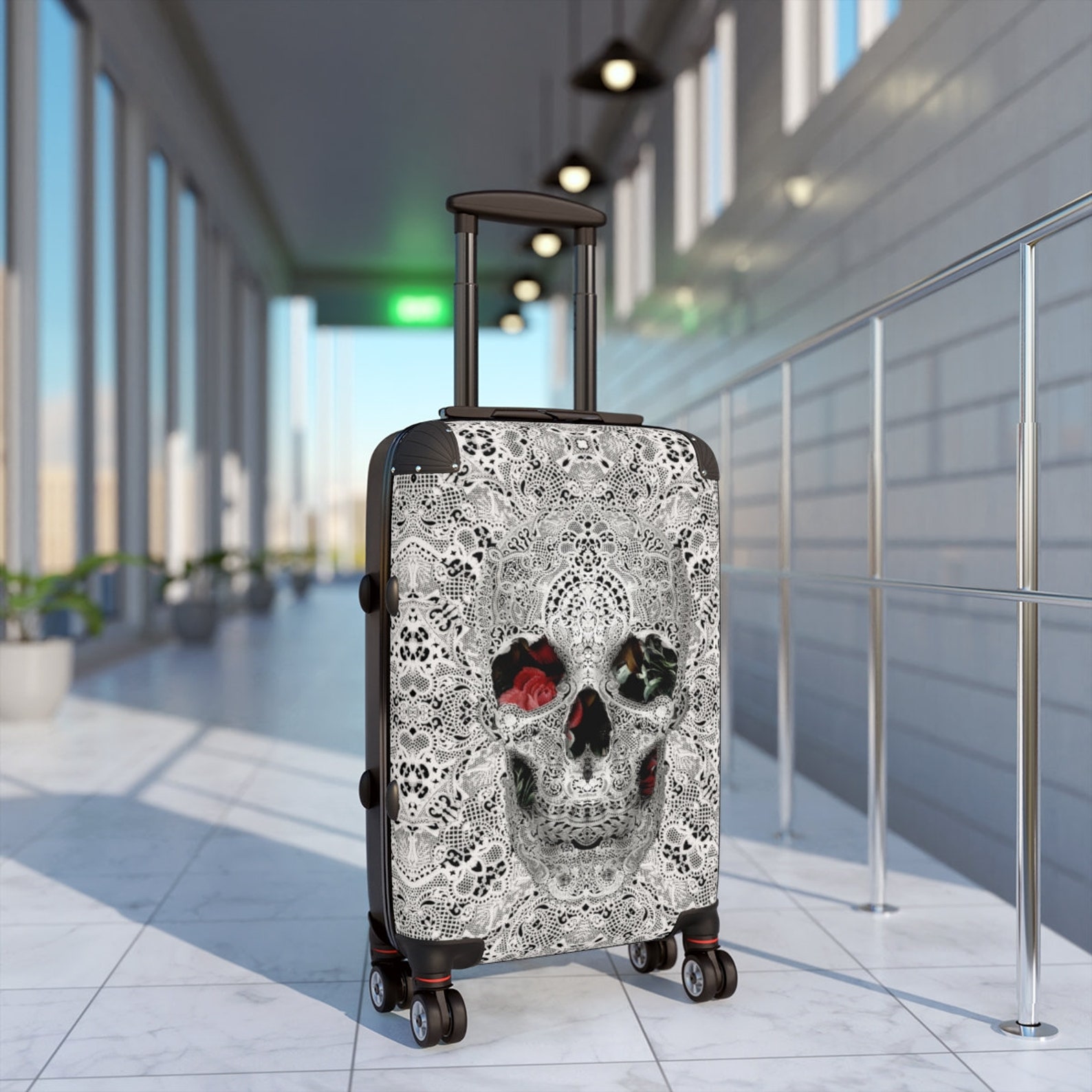 Gothic Skull Cabin Suitcase Lace Skull Traveler Suitcase Etsy UK