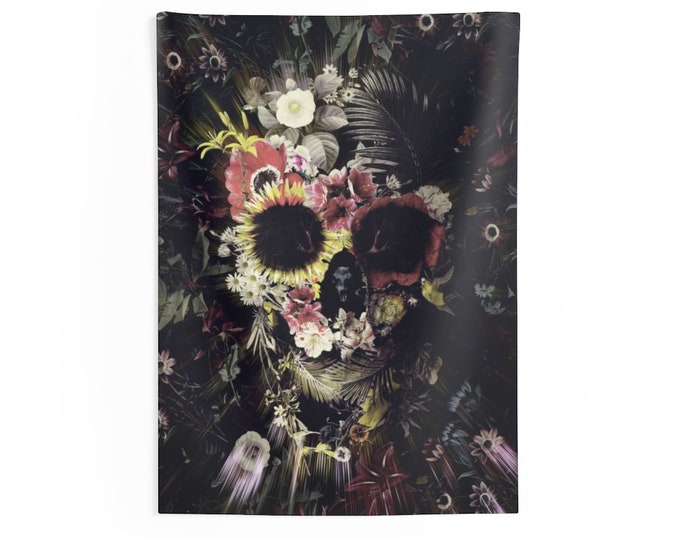 Skull Art Wall Tapestry Sugar Skull Wall Decor Gift Boho Etsy