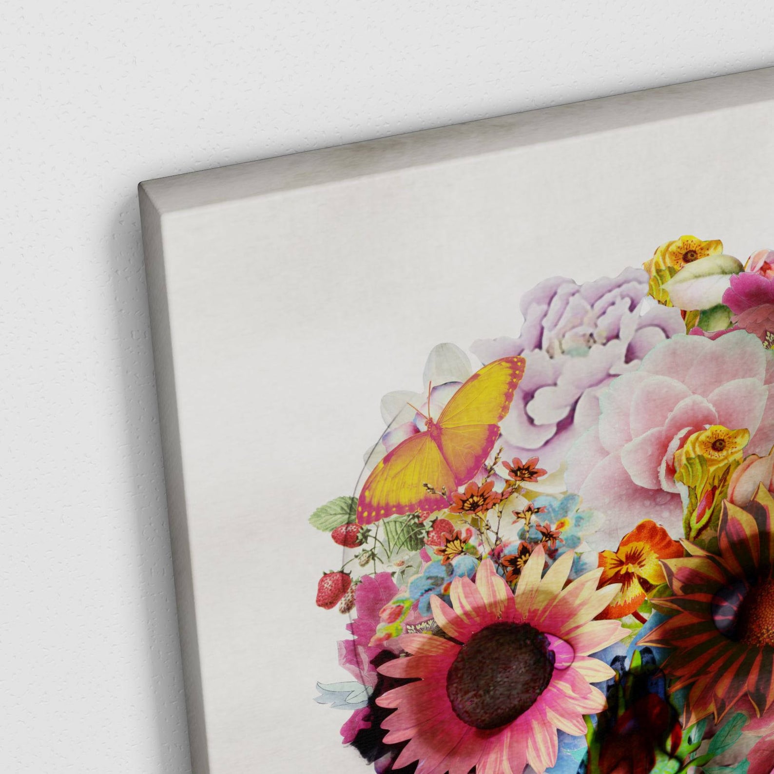 Flower Skull Canvas Print Floral Skull Wall Art Sugar Skull Etsy
