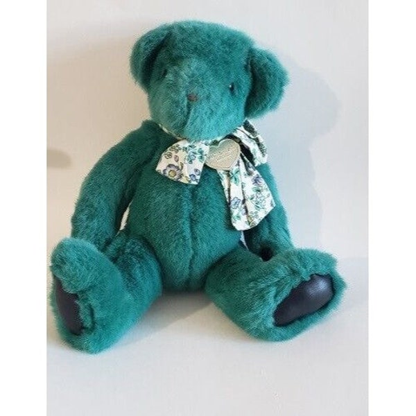 VINTAGE 1992 GUND 14" Green Plush Teddy Bear Toy Doll COLLECTIBLES Victoria Secret Stuffed Animal Plushie Heart