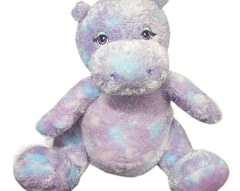 Build A Bear Paarse Tie Dye Knuffel Happy Hippo Lavendel Knuffel speelt geluid