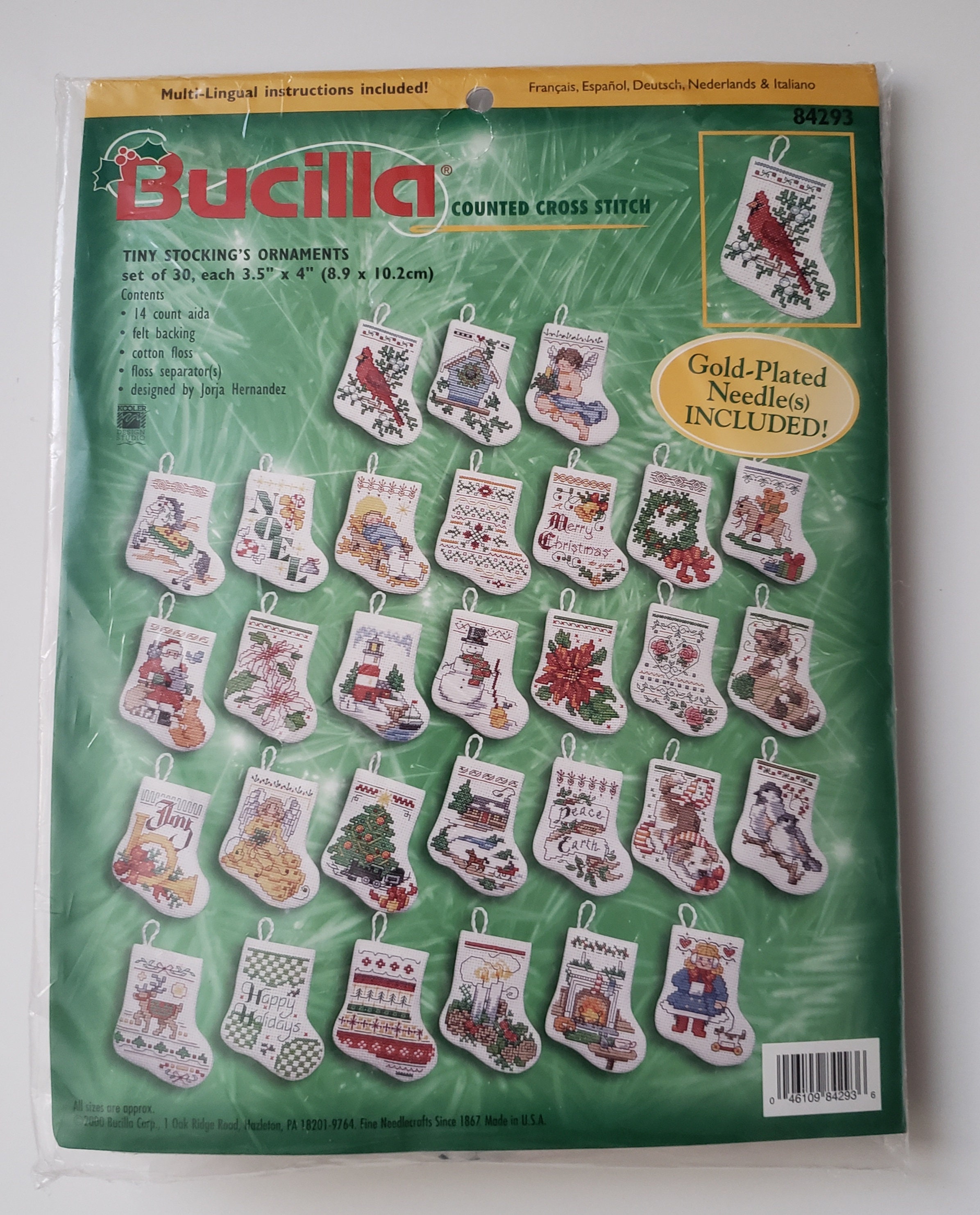 Shop Plaid Bucilla ® Seasonal - Counted Cross Stitch - Ornament Kits - Tiny  Stockings - 84293 - 84293