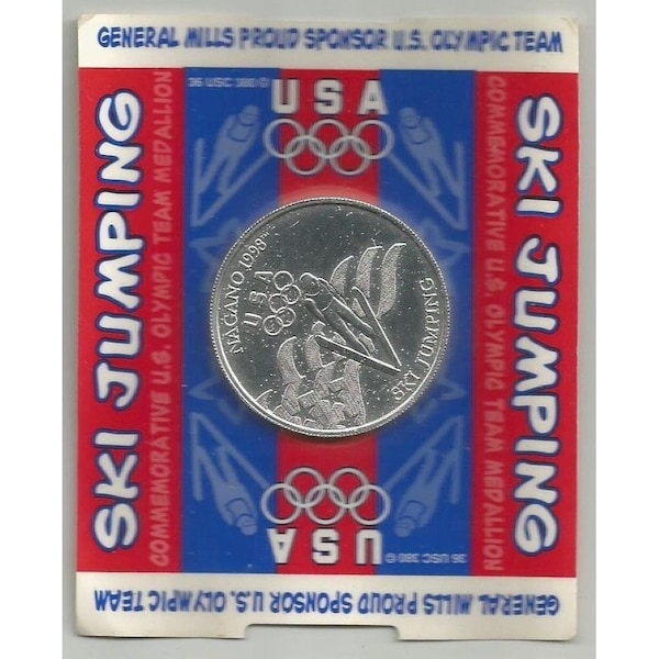 1998 Nagano Olympic Ski Jumping Silver Medal General Mills Cereal Token Coin