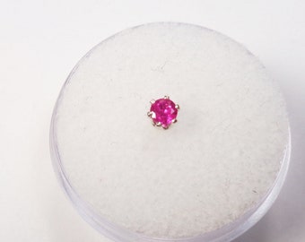 Genuine Ruby,  Single, 3mm., Ruby, Sterling Silver, Stud Earring.