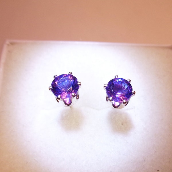 5 mm., Color Change, Zandrite, Sterling Silver Earrings. Never Worn.