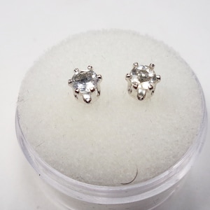 4 mm. Round Topaz Earrings in Sterling Silver.