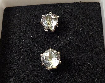 Genuine White Topaz Posts.  5mm. Round 1.1cttw. White Topaz Sterling Silver Stud Earrings.