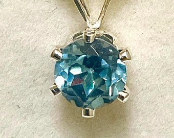 Cornflower Tourmaline Necklace.  Natural, not lab, 6mm, Tourmaline  set in Sterling Silver