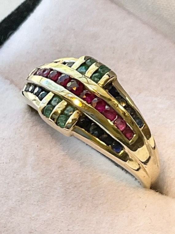 14kt. Gold, Sapphires, Rubies and Emerald Ring. 14