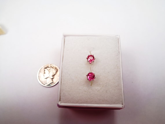 Sterling Silver Ruby Stud Earrings: 4mm Natural R… - image 2