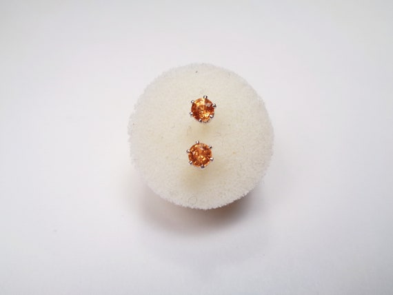 Genuine 4mm. Mandarin Garnet Earrings. Clean Fant… - image 2