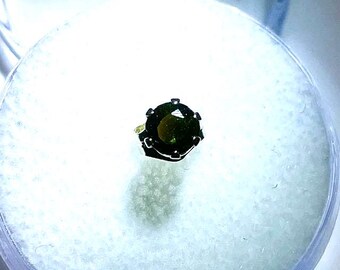 Single Tourmaline Earring.  Genuine, 4mm Forrest Green earring set in Sterling Silver