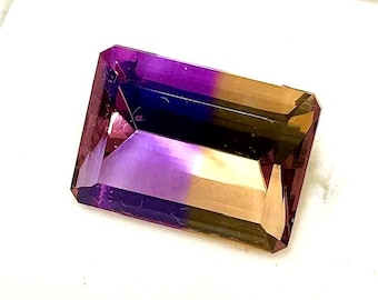 Natural Ametrine gemstone.  Genuine, Emerald cut, 13.92cts., 20 x 14m., Bi color, loose gem.