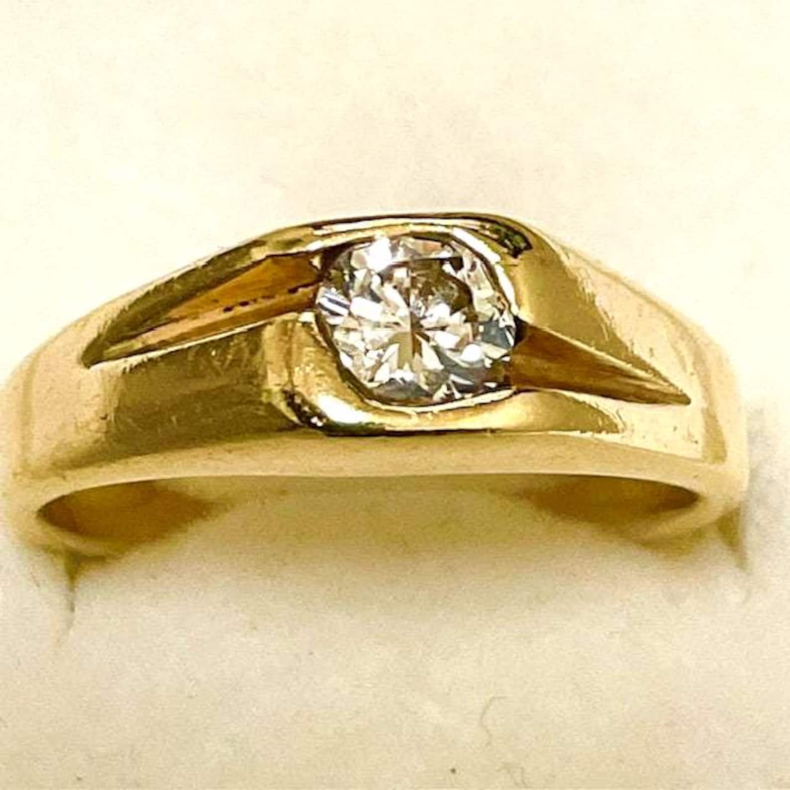 Men's Diamond Ring Set in 14KP Yellow Gold - Etsy