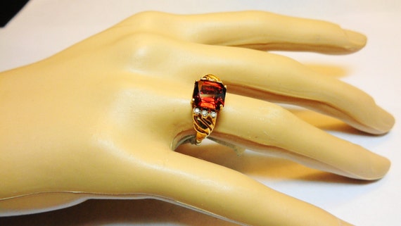 14kt. Gold, Spessartite Garnet Ring. Set in a 14k… - image 2