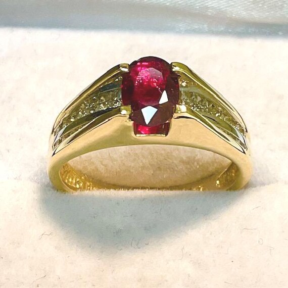 Madagascar Ruby Ring: 14kt Gold & Diamond Accent,… - image 4