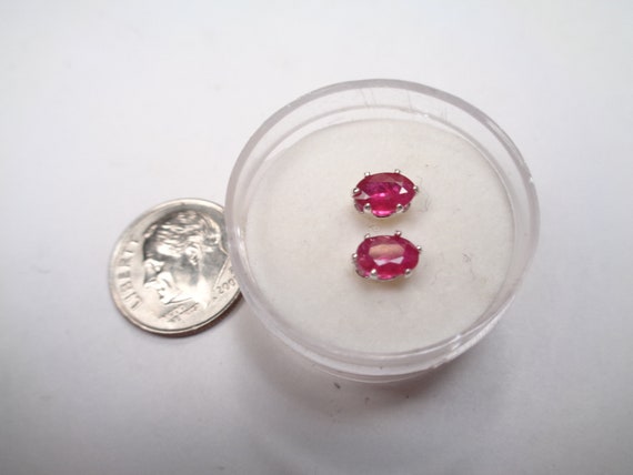 Oval Ruby Sterling Silver Post Earrings: 6x4mm Re… - image 4
