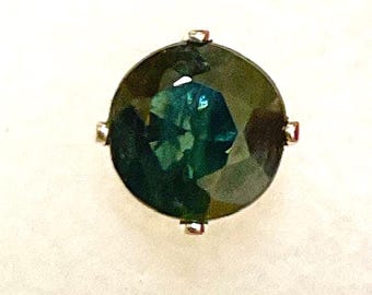 Single Sapphire Earring, 5mm Midnight Blue Sterling Silver Round Cut