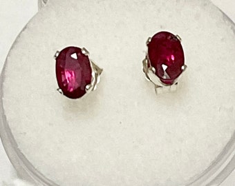 Ruby Earrings.  Genuine, 5 x 3mm, Madigascar crimson red Ruby earrings.