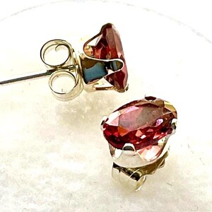 Tourmaline Posts.  Deep raspberry 5.5 x 4mm. gem studs.  Set in Sterling Silver.
