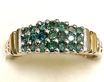 Natural Blue Diamond Wedding Band, 14kt White Gold, SI Clarity, Size 8