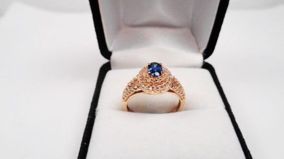 Gold Sapphire Ring. A 38pt. Sapphire in a 10kt Go… - image 1