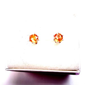 Genuine, Fanta Orange, 4.5mm., Mandarin, Post Earrings in Sterling Silver,. Approx. 0.6 cts. Each.