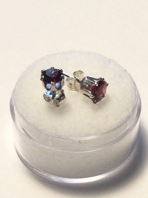 Boucles D'Oreilles Argent & Or Jaune Avec Grenat Spessartite - Modèle #1389 ROSEMIMOSA (Neuf Étiqueté)