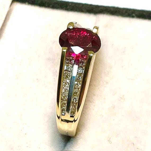 Madagascar Ruby Ring: 14kt Gold & Diamond Accent,… - image 2