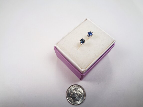 Genuine Sapphire Earrings. 4mm. Dark Blue Sapphir… - image 3