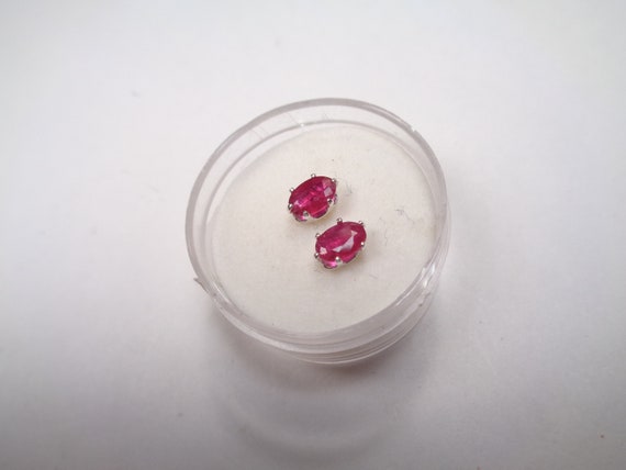 Oval Ruby Sterling Silver Post Earrings: 6x4mm Re… - image 3