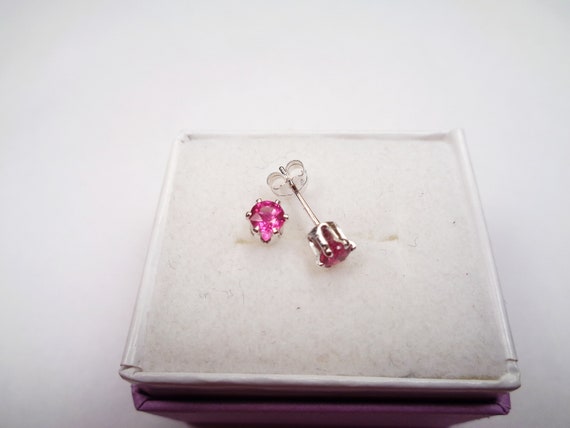 Sterling Silver Ruby Stud Earrings: 4mm Natural R… - image 3